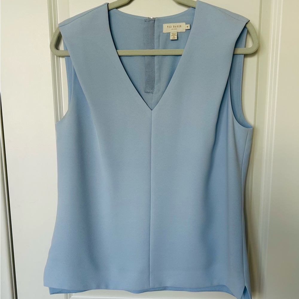 Ted Baker Pale Blue V-Neck Blouse